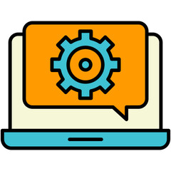 Computer gear Icon. Engineering Gear Symbol. Line Filled Icon Vector Stock