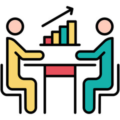 Meeting Icon. People Collaboration Symbol. Line Filled Icon Vector Stock