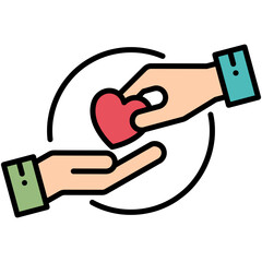 Charitable Icon. Charity Love Support Symbol. Line Filled Icon Vector Stock