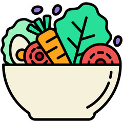 Salad Icon. Healthy Diet Food Symbol. Line Filled Icon Vector Stock