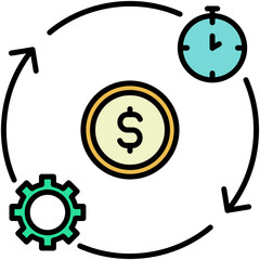 Efficiency Icon. Business Grow Development Symbol. Line Filled Icon Vector Stock