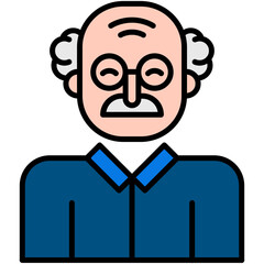 Grandfather Icon. Old People Man Symbol. Line Filled Icon Vector Stock