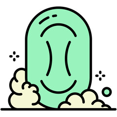 Soap Icon. Bubble Foam Effervescent Symbol. Line Filled Icon Vector Stock