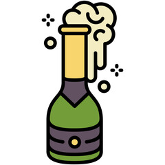 Champagne Icon. Soda Bubble Effervescent Symbol. Line Filled Icon Vector Stock