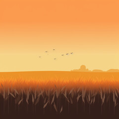 sunset in the field - Generated by Artificial Intelligence