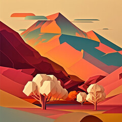 Fototapeta na wymiar sunset in the mountains - Generated by Artificial Intelligence