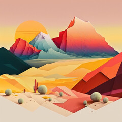 sunset in the desert - Generated by Artificial Intelligence