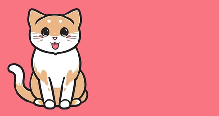 Cute cat in a colored background 