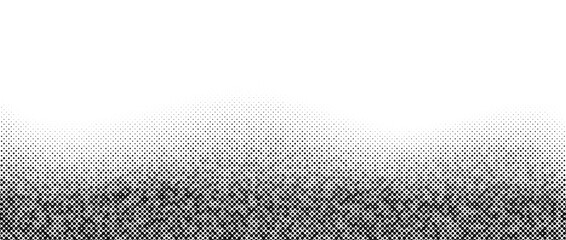Halftone gradient background. Faded dotted texture. Grunge grit noise wallpaper with black dots, speckles and particles. Halftone vector monochrome backdrop