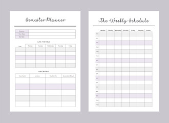 Semester Planner and the weekly schedule planner.