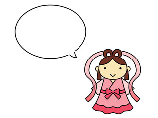 吹き出し付の織姫のイラスト