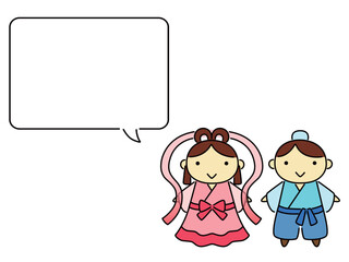 吹き出し付の織姫と彦星のイラスト