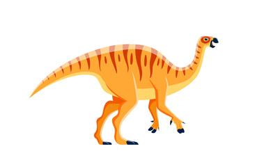 Fototapeta na wymiar Cartoon Camptosaurus dinosaur character, kids dino of Jurassic, vector cute extinct animal. Camptosaurus dinosaur character for child paleontology education or Jurassic dino collection