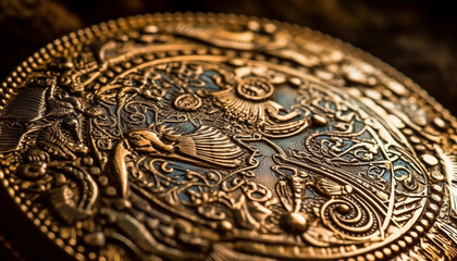 Ornate Chinese coin, a souvenir of wealth generated by AI