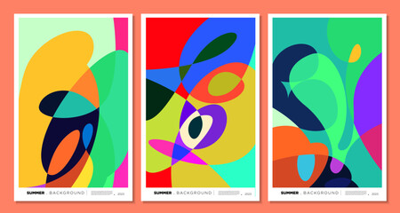 Vector colorful abstract liquid, fluid, and doodles art background for summer 2023