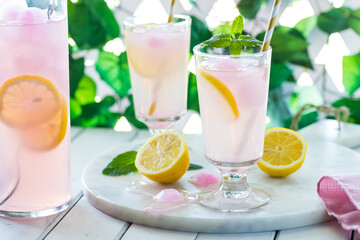 Refreshing glasses of lemonade, ready for drinking.