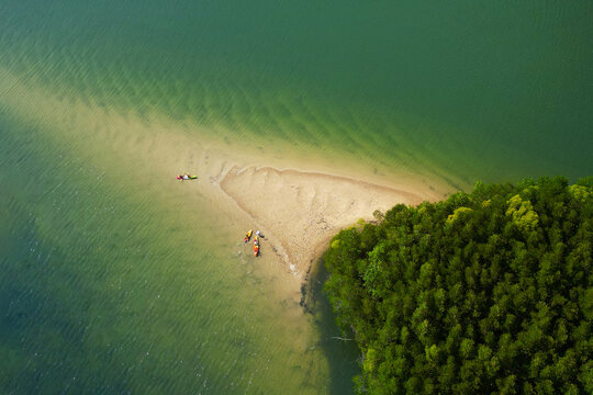 Aerial view of kayaking in the mangrove of Ao thalane-Thailand