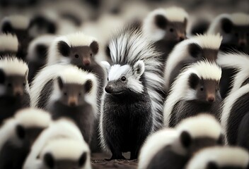 Fototapeta premium Skunk Unique In A Group Backdrop Generative AI