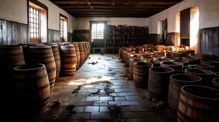 Discovering Brazil's Iconic Drink: Cachaça Distillery Tour in Minas Gerais, cachaçaria de pinga mineira, cachaça artesanal envelhecida no barril, generative ai