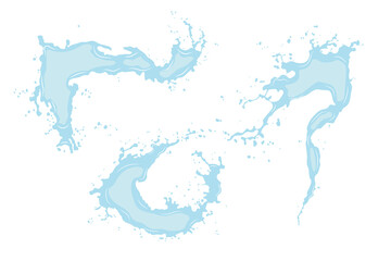 Vector set of splashes of water or oil with splashes