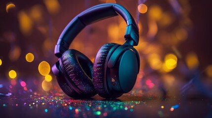 Vibrant & Explosive Wireless Headphones Photoshoot: Immersive Sound Experience with Latest Audio Tech & Cutting-Edge Studio Lighting, Generative AI