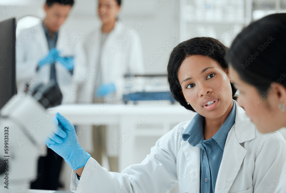 Poster i cant do this alone. two scientists helping one another in the lab.