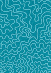 light blue wave line on ocean blue paper background for decoration on aquatic and nautical concept.