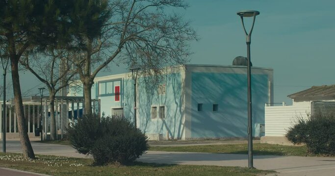Beach house on the Adriatic beach of Pescara shot in 4K