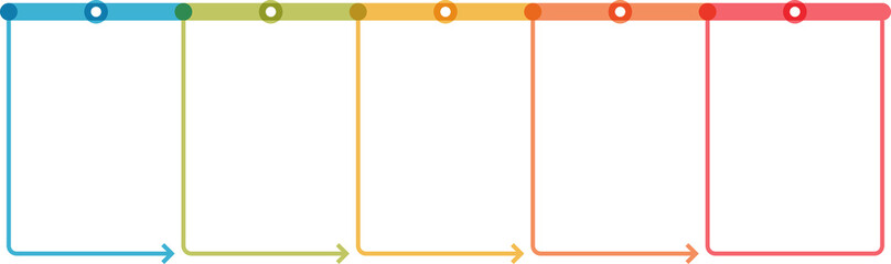 Horizontal timeline template with five arrows, infographic template