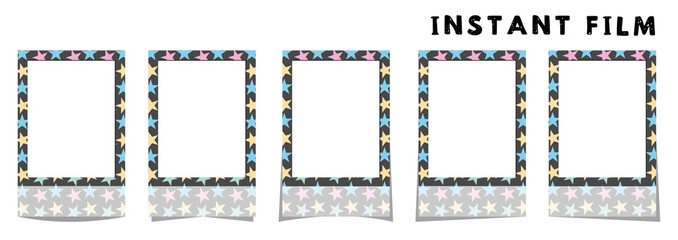 Instant film style frame, black ,STAR,インスタントフィルム風フレーム,黒.星,PNG