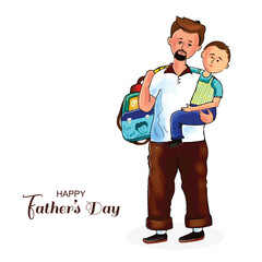 Happy father day card with dad and boy celebration background