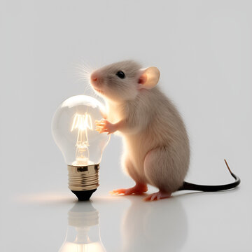 A Mouse Holding a Glowing Light Bulb Generative AI