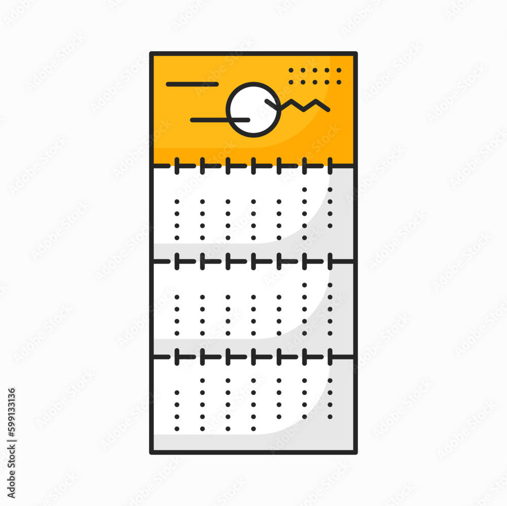Poster Wall calendar with dates, time management organizer simple design element. Vector agenda outline icon. Web schedule planner, paper with months and dates
