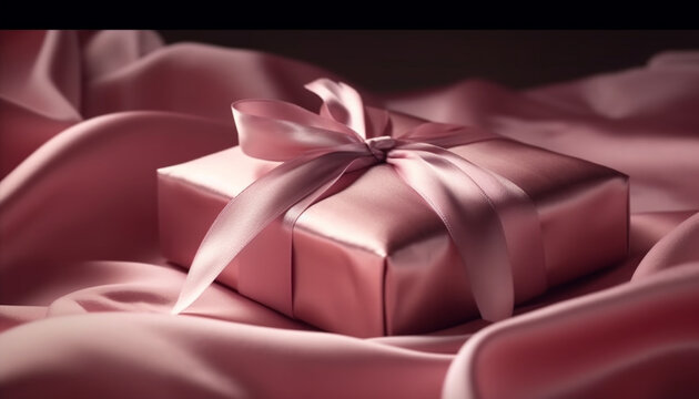 Silk wrapped gift box exudes elegance and luxury generated by AI