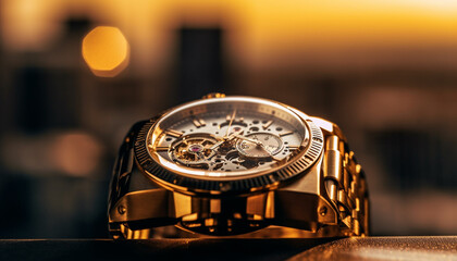 Luxury wristwatch, accuracy in antique clockworks technology generated by AI