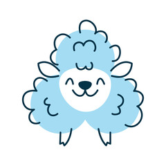 Sheep of circles, math cartoon character shape. Funny lamb creature character, emoticon comic personage of round shapes