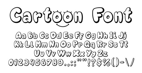 Comics bubble font or type, balloon typeface, fat alphabet. English ABC funny figures and numbers, latin alphabet vector inflated and chubby letters and digits or cartoon bubble font typeset symbols