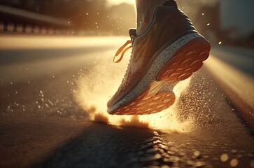 Jogger Running On Street Background Generative AI