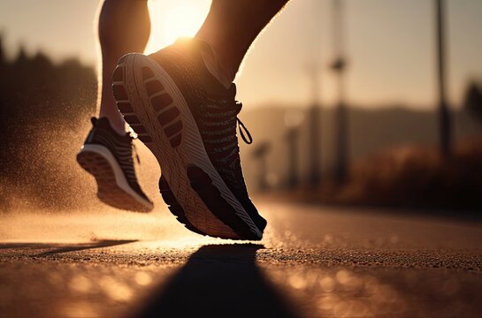 Runner Running On Pavement With Copyspace Generative AI