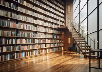 indoor or interior modern library with Generative AI
