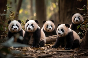 Obraz premium panda eating bamboo