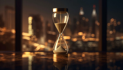 Time flows like sand in an hourglass generated by AI