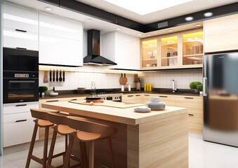 Fototapeta premium indoor or interior modern kitchen with Generative AI