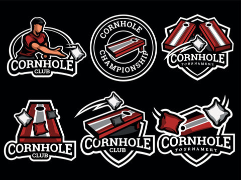 set of sports icons of cornhole 
