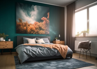 indoor or interior bedroom with Generative AI