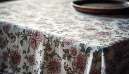 Elegant tablecloth design with ornate embroidery pattern generated by AI