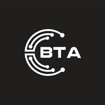 BTA letter technology logo design on black background. BTA creative initials letter IT logo concept. BTA setting shape design.
