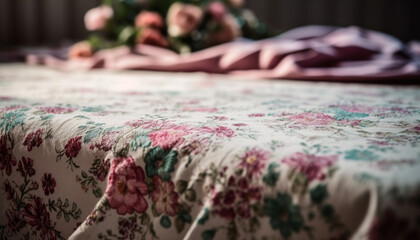 Fototapeta premium Cozy bedroom with modern elegance and rustic charm generated by AI