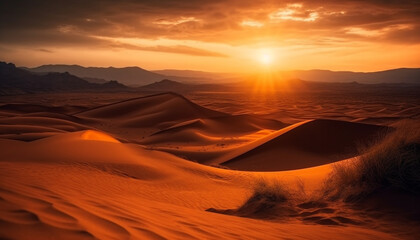 Fototapeta na wymiar Rippled sand dunes in majestic Africa generated by AI