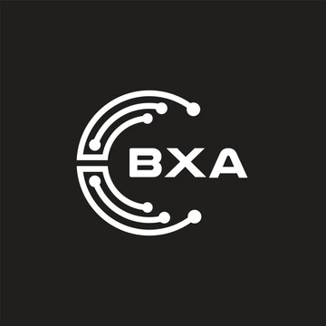 BXA letter technology logo design on black background. BXA creative initials letter IT logo concept. BXA setting shape design.
